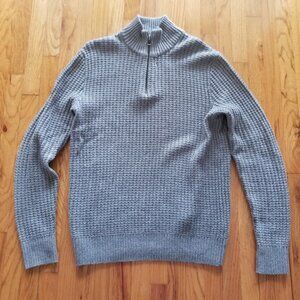 Gap Grey Waffle-Weave Half Zip Sweater